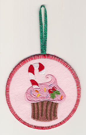 Candy Cane Cupcake Ornament (In-the-Hoop)