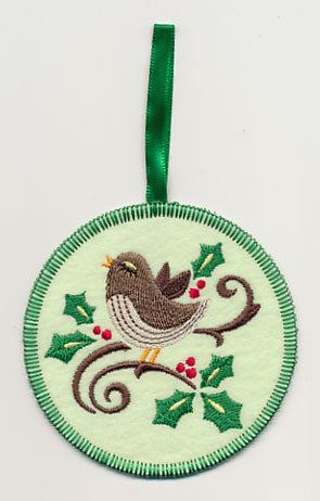 Christmas Bird Song Ornament (In-the-Hoop)