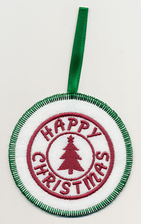 Happy Christmas Stamp Ornament (In-the-Hoop)