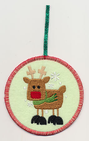 Rudolph Reindeer Ornament (In-the-Hoop)