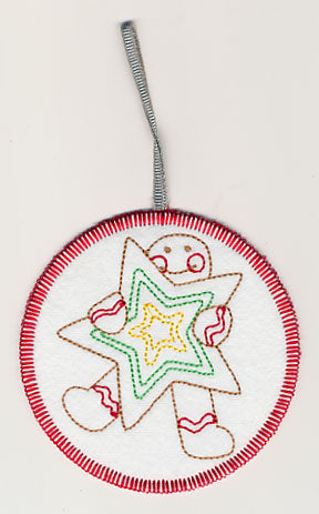 Gingerbread Man with Star Cookie Ornament (In-the-Hoop)