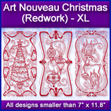 A Art Nouveau Christmas (Redwork) Design Pack