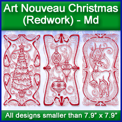 A Art Nouveau Christmas (Redwork) Design Pack