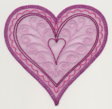 Sweet Organza Heart 1 (In-the-Hoop)