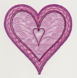 Sweet Organza Heart 1 (In-the-Hoop)
