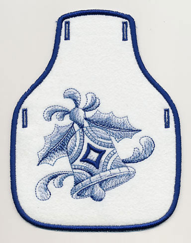 Delft Blue Christmas Bell Bottle Apron (In-the-Hoop)