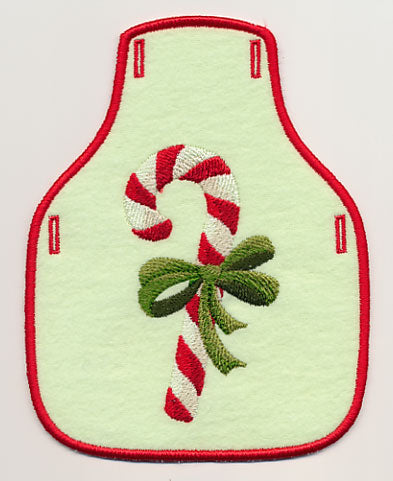 Candy Cane in a Bow Bottle Apron (In-the-Hoop)