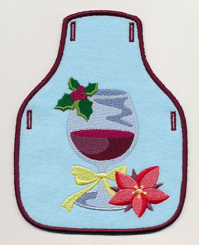 A Cup of Christmas Cheer - Wine Bottle Apron (In-the-Hoop)