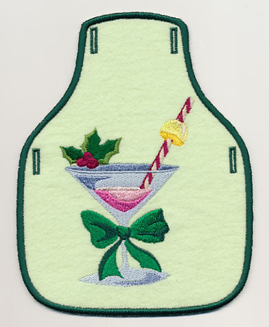 A Cup of Christmas Cheer - Martini Bottle Apron (In-the-Hoop)