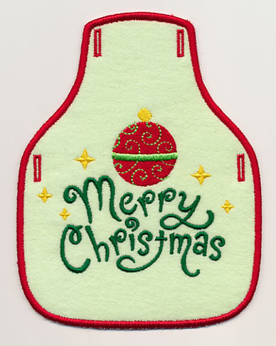 Merry Christmas with Ornament Bottle Apron (In-the-Hoop)