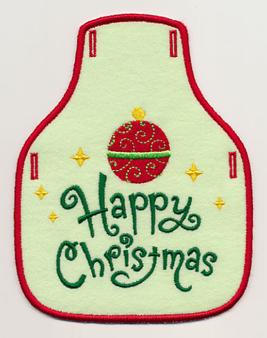Happy Christmas with Ornament Bottle Apron (In-the-Hoop)