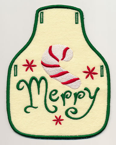 Merry with Candy Cane Bottle Apron (In-the-Hoop)