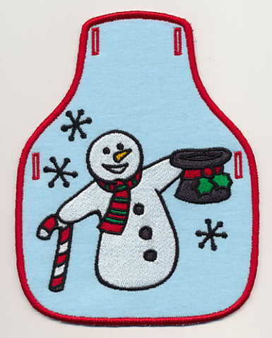 Jubilant Snowman Bottle Apron (In-the-Hoop)