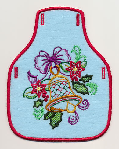 Holiday Bell and Holly Bottle Apron (In-the-Hoop)