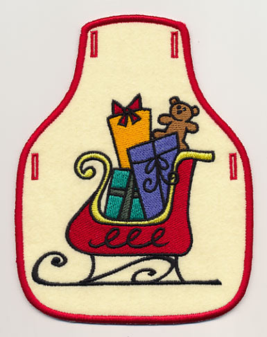 Jolly Sleigh Bottle Apron (In-the-Hoop)