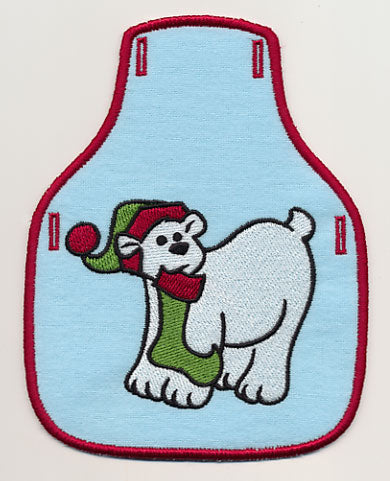 Jovial Ginger the Polar Bear Bottle Apron (In-the-Hoop)