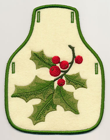 Christmas Holly Bottle Apron (In-the-Hoop)