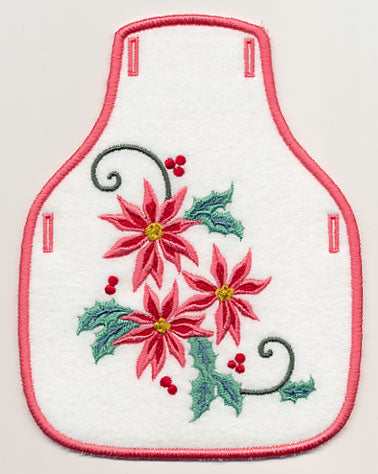 Christmas Wish Poinsettia Bottle Apron (In-the-Hoop)