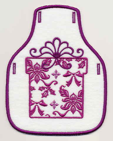 Damask Christmas Gift Bottle Apron (In-the-Hoop)