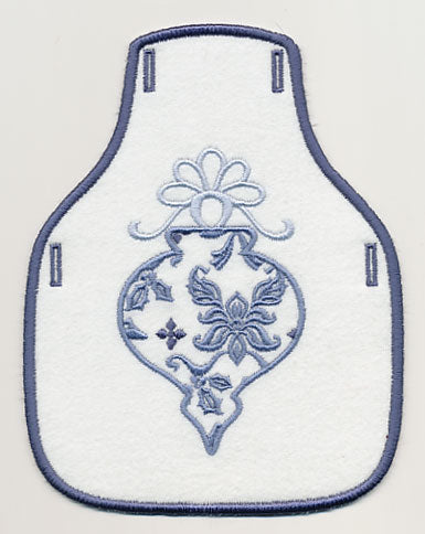 Damask Christmas Ornament Bottle Apron (In-the-Hoop)