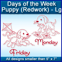 A Days of the Week Puppy (Redwork) Design Pack