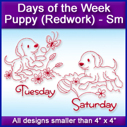 A Days of the Week Puppy (Redwork) Design Pack