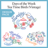 A Days of the Week Tea Time Birds (Vintage) Design Pack