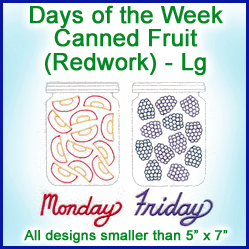 A Days of the Week Canned Fruit (Redwork) Design Pack