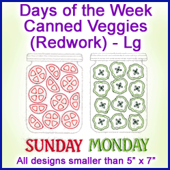 A Days of the Week Canned Veggies (Redwork) Design Pack