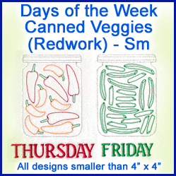 A Days of the Week Canned Veggies (Redwork) Design Pack