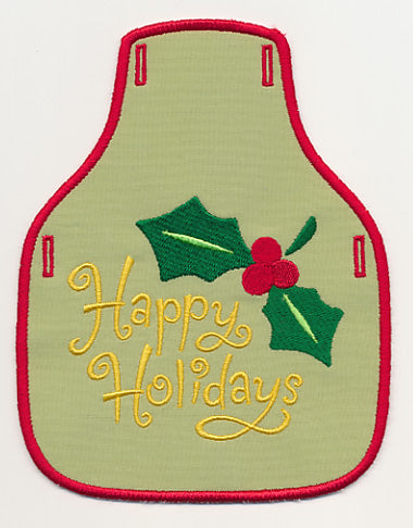 Happy Holidays with Holly Bottle Apron (In-the-Hoop)