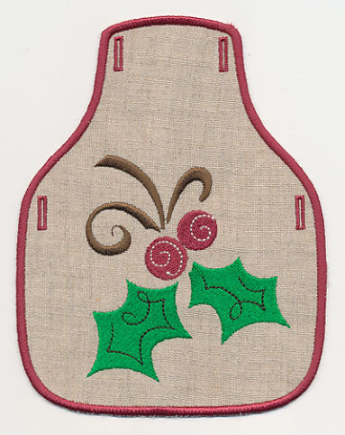 Christmas Doodle Holly Bottle Apron (In-the-Hoop)