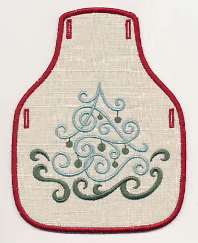 Fa La La Filigree Christmas Tree 3 Bottle Apron (In-the-Hoop)