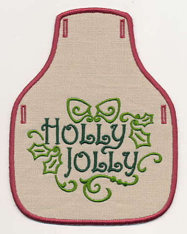 Fa La La Filigree Holly Jolly Bottle Apron (In-the-Hoop)