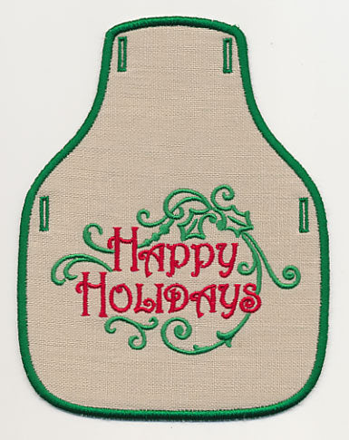 Fa La La Filigree Happy Holidays Bottle Apron (In-the-Hoop)