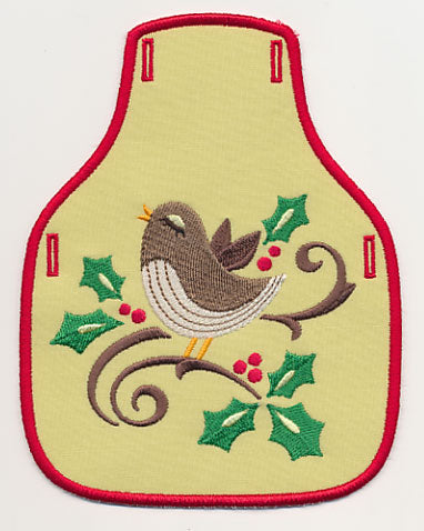 Christmas Bird Song Bottle Apron (In-the-Hoop)