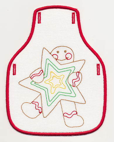 Gingerbread Man with Star Cookie Bottle Apron (In-the-Hoop)