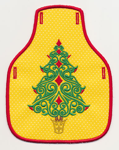 Festive Filigree Christmas Tree 1 Bottle Apron (In-the-Hoop)