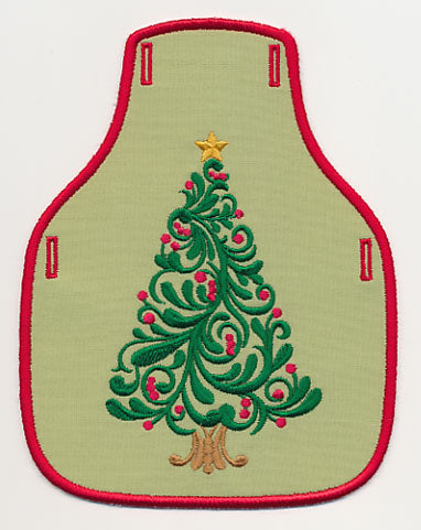 Festive Filigree Christmas Tree 2 Bottle Apron (In-the-Hoop)