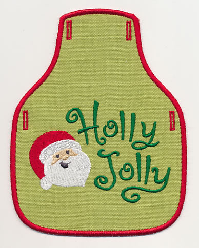Holly Jolly with Santa Bottle Apron (In-the-Hoop)