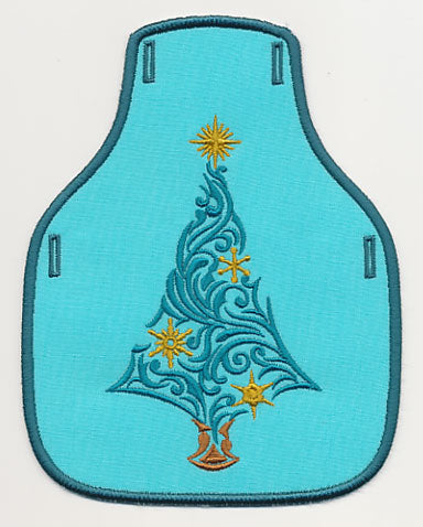 Festive Filigree Christmas Tree 4 Bottle Apron (In-the-Hoop)