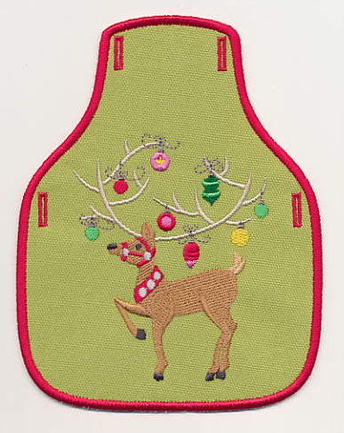 Tree Trimming Reindeer 2 Bottle Apron (In-the-Hoop)