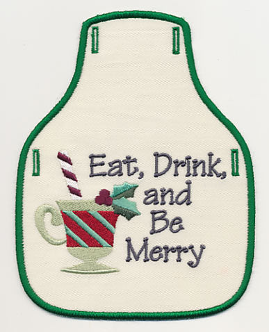 Eat, Drink, and Be Merry Bottle Apron (In-the-Hoop)