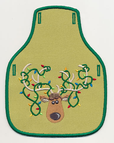 Holiday Antlers - Christmas Lights Bottle Apron (In-the-Hoop)