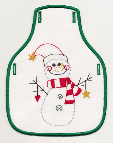 Heart and Stars Snowman Bottle Apron (In-the-Hoop)