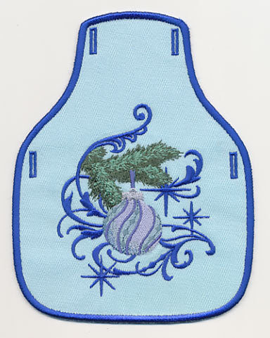 Blue Christmas Ornament and Echo 1 Bottle Apron (In-the-Hoop)