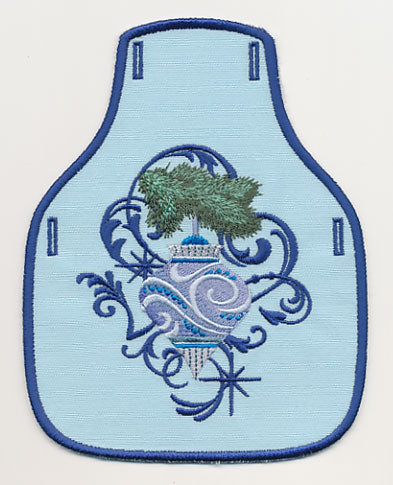 Blue Christmas Ornament and Echo 3 Bottle Apron (In-the-Hoop)