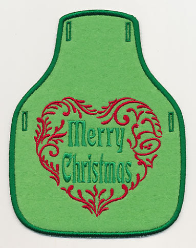 Holiday Hearts - Merry Christmas Bottle Apron (In-the-Hoop)