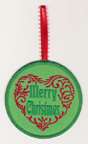 Holiday Hearts - Merry Christmas Ornament (In-the-Hoop)