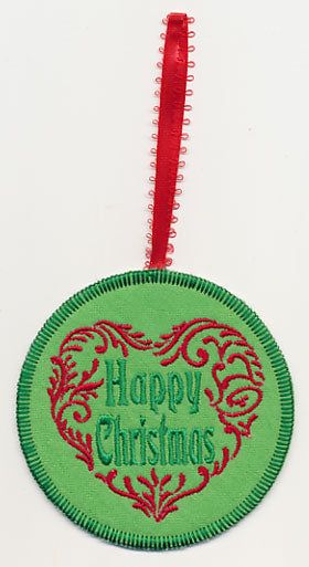 Holiday Hearts - Happy Christmas Ornament (In-the-Hoop)